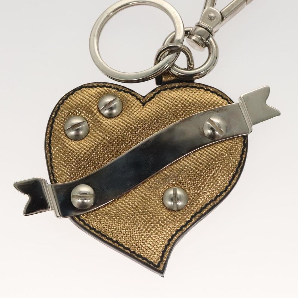 PRADA Key Holder Safiano leather Gold Tone Auth ac3756 - Picture 5 of 9